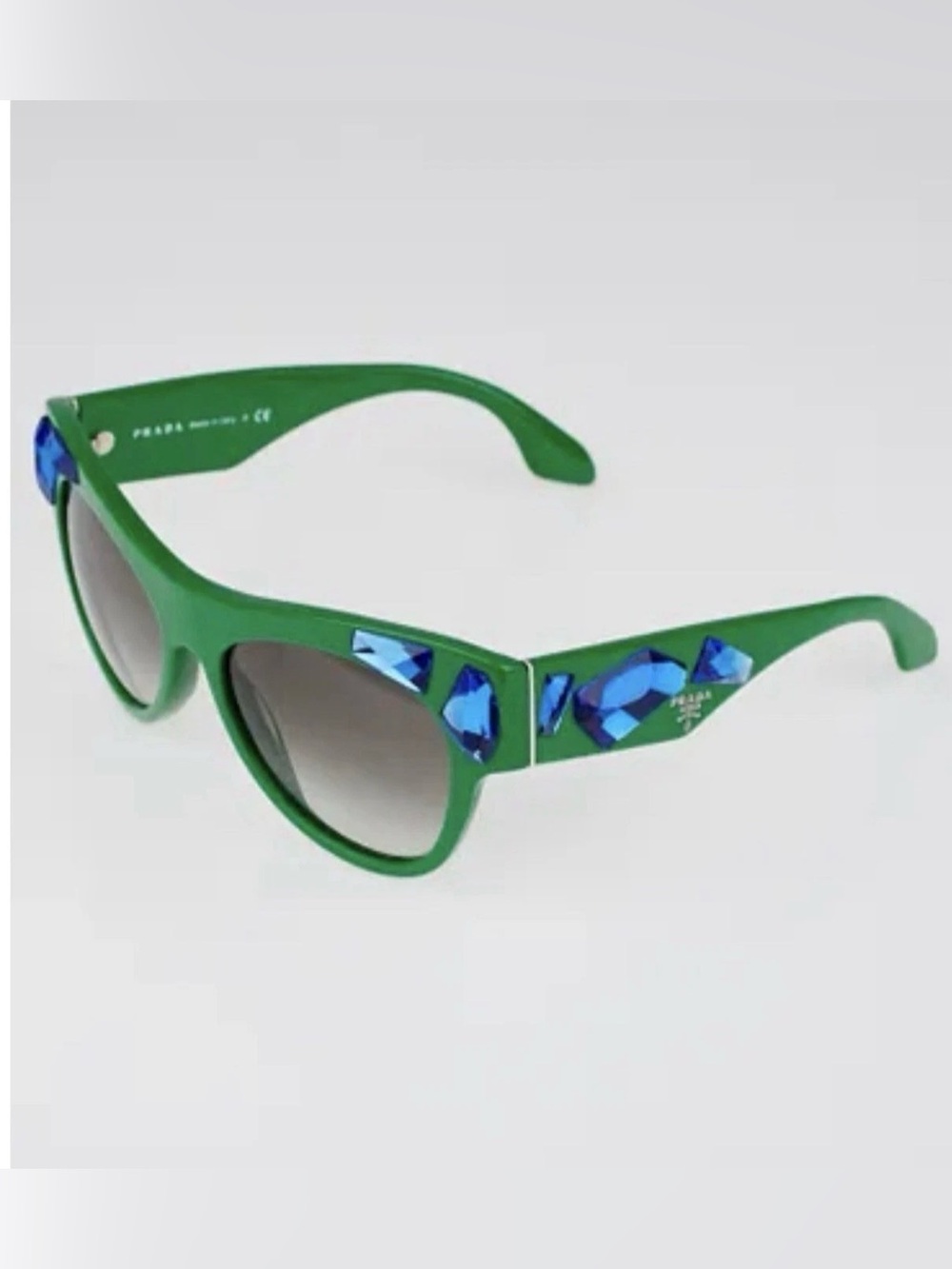 PRADA VOICE CAT EYE CRYSTAL EMBELLISHED SUNGLASSES GREEN ITALY